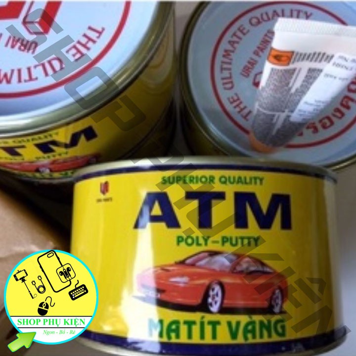 Bột Bả Matít Vàng ATM Nhập Khẩu Thái Lan 1Kg Kèm Phụ Gia Bả Ô Tô, Kim Loại