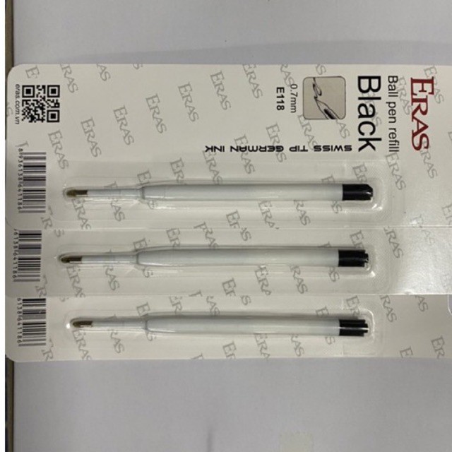 Set 5 ruột bút ký bi 0.7mm chính hãng Eras E118, E130