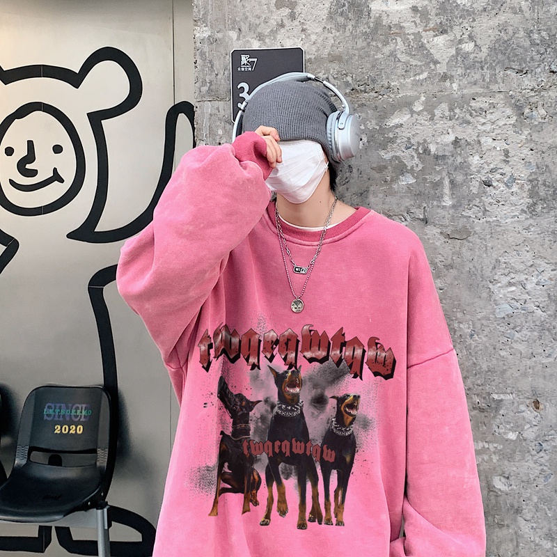 Ifnicefuture Áo hoodie Tay Dài Dáng Rộng In Hình Thời Trang Phong Cách retro Hàn Quốc
