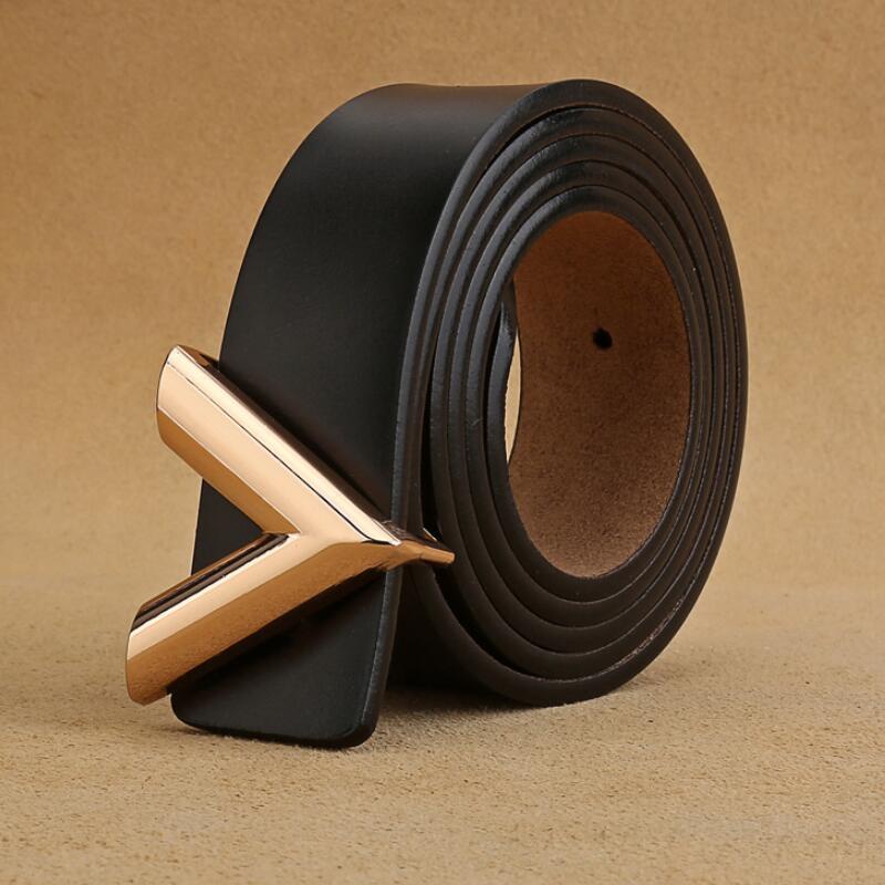 Mới Thắt Lưng Da Khóa Hợp Kim Chữ v Thời Trang Cho Nam Nữ