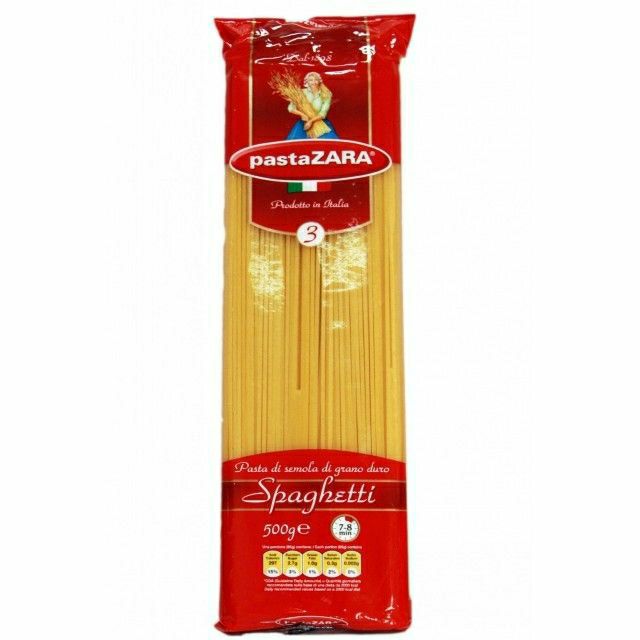 Mì Ý -Mì Spagetti hiệu Pasta Zara số 3 gói 500gram