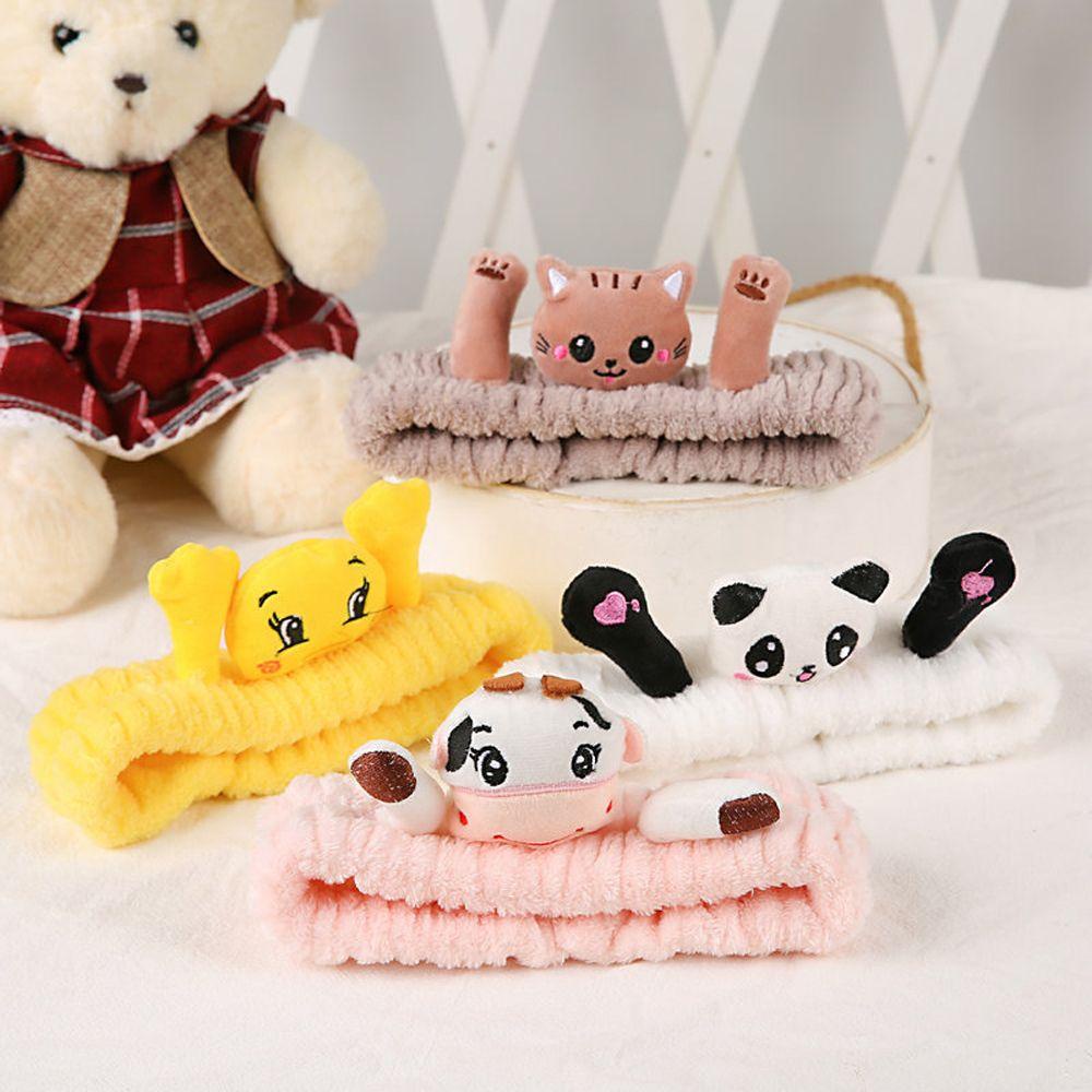 Băng Đô Cài Tóc Bằng Vải Flannel Họa Tiết Hoạt Hình Pikachu / Thỏ / Bò Sữa Dễ Thương Cho Nữ