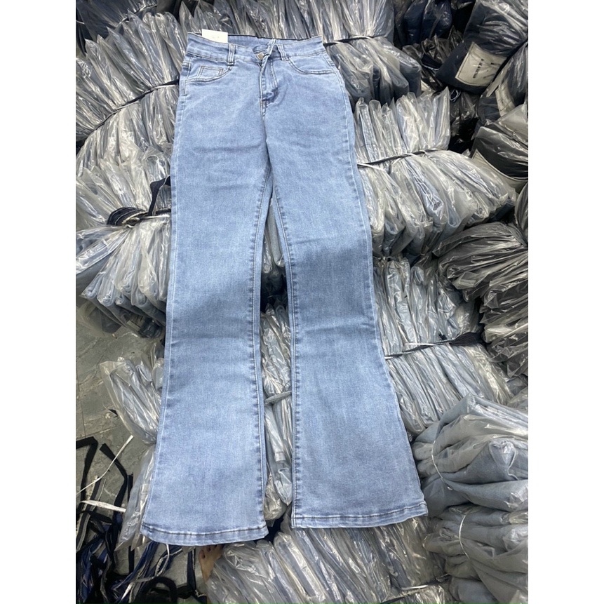quần jeans ống loe,quan bò lưng cao,chất jean co giãn-Minxy shop