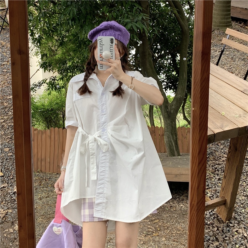 Áo Sơ Mi Tay Ngắn Cổ polo Dáng Rộng Thời Trang Hàn Quốc Cho Nữ