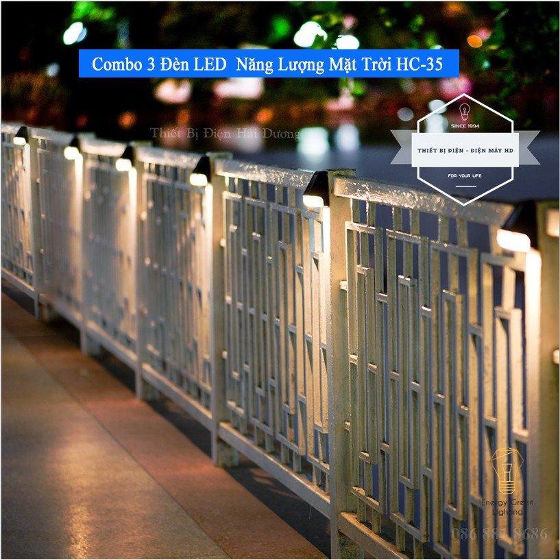 Combo 3 Đèn LED Gắn Tường - Chân Cầu Thang - Trang Trí Sân Vườn - Chiếu Sáng Lối Đi - Sử Dụng Năng Lượng Mặt Trời HC-35