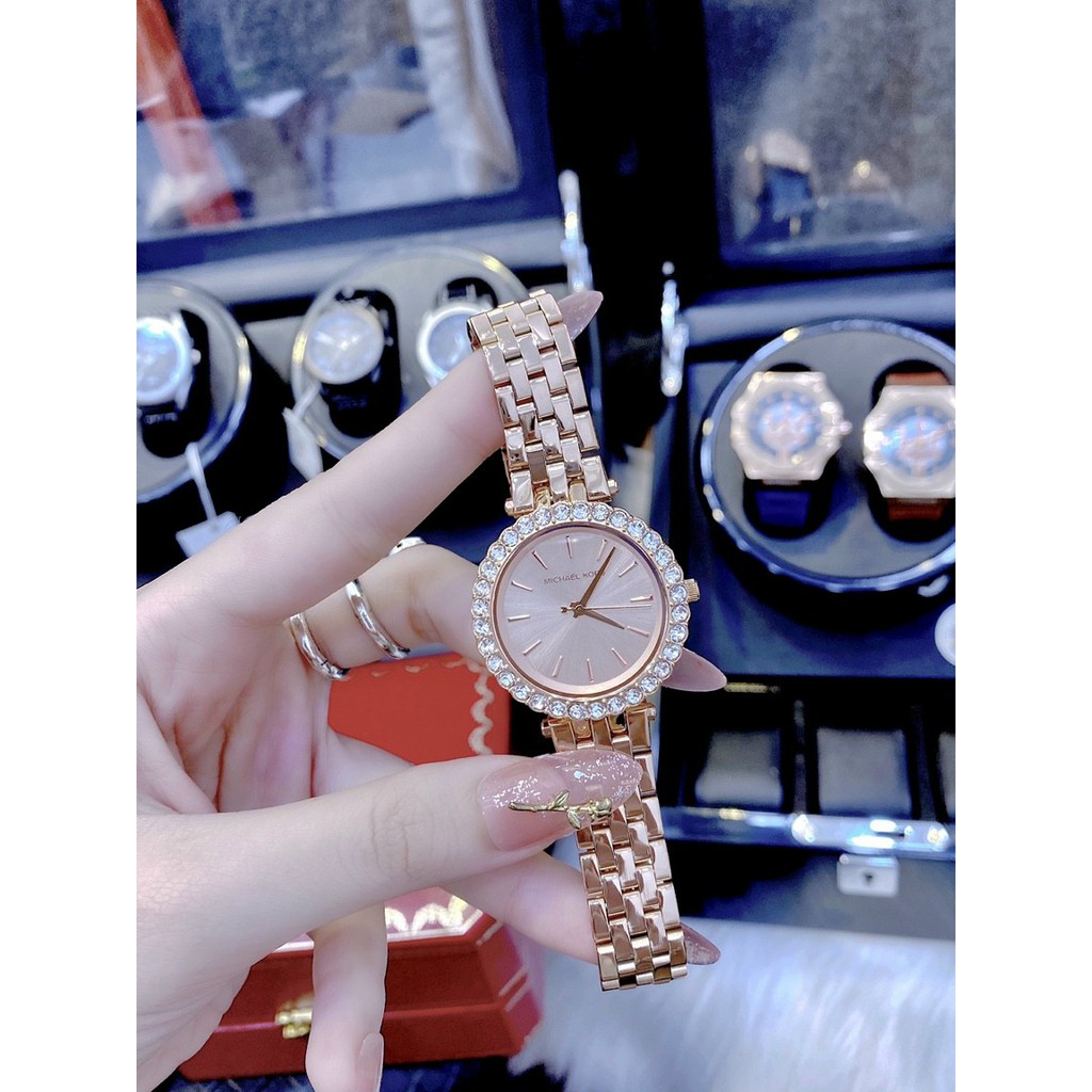 Đồng hồ nữ dây kim loại, đồng hồ nữ chính hãng authentic MICHAEL KORS full box, đính kim cương nhân tạo cao cấp