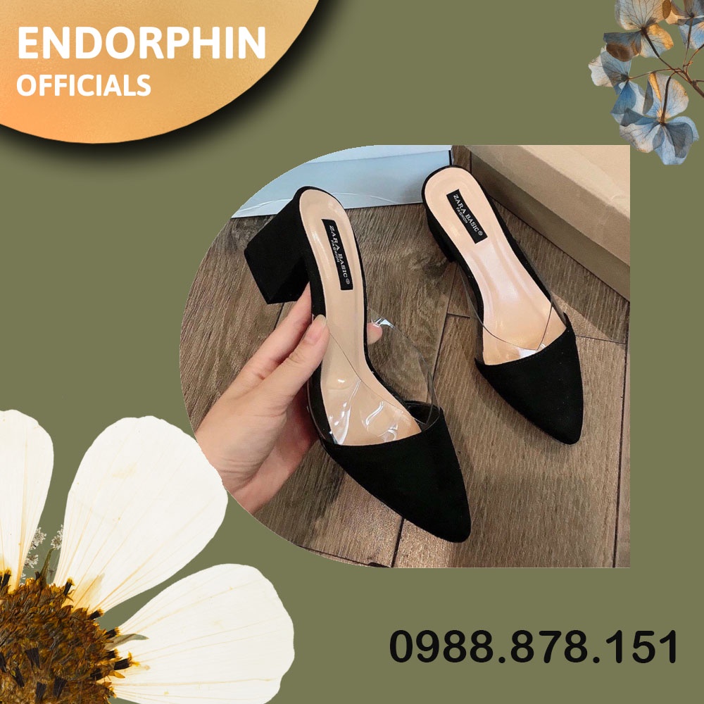 Giày sục cao gót bít mũi gót vuông nhà ENDORPHIN OFFICIALS mã H10-88