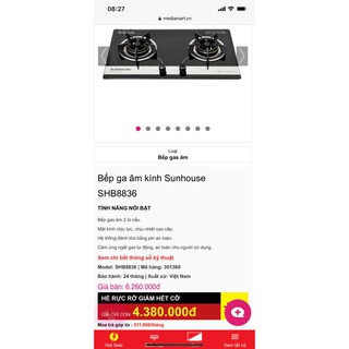 Bếp ga âm Sunhouse SHB8836