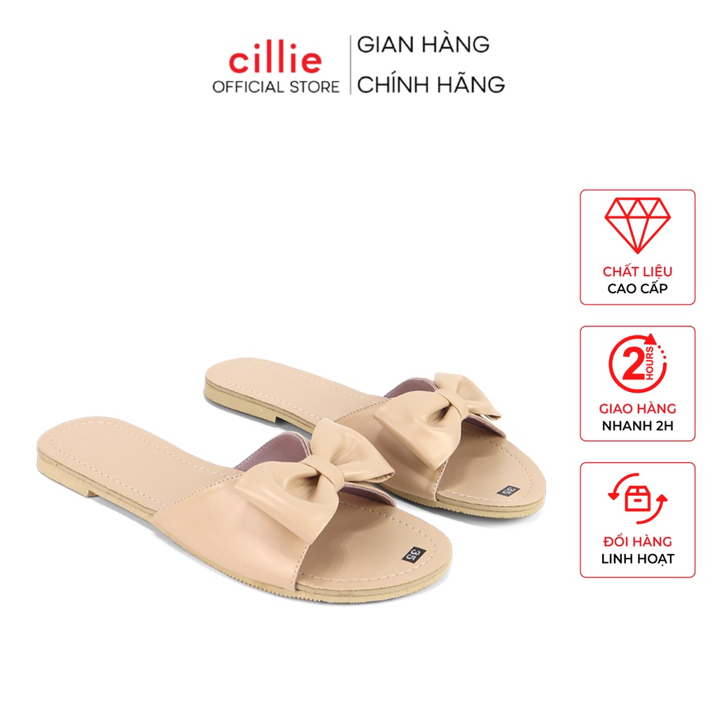 Dép nữ thời trang đế bằng ôm chân thắt nơ dễ thương đi học đi chơi dạo phố Cillie 2010