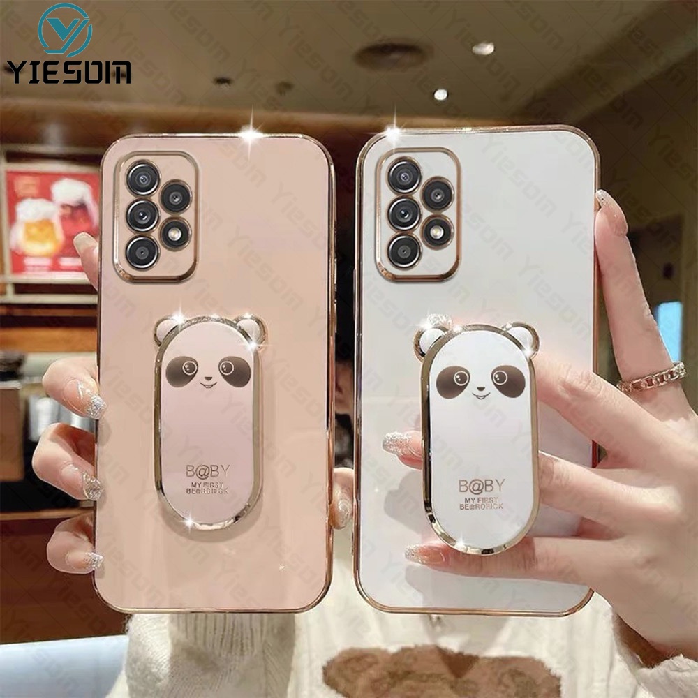 Ốp Điện Thoại Silicon Dẻo Họa Tiết Hoạt Hình Chú Gấu Kèm Giá Đỡ Cho Samsung Galaxy A13 4G A23 A33 A53 A73 5G