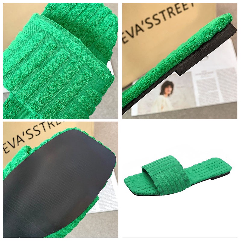 XIELUAIZTA Dép Nữ Mũi Vuông Đế Bằng Màu Sắc Đơn Giản