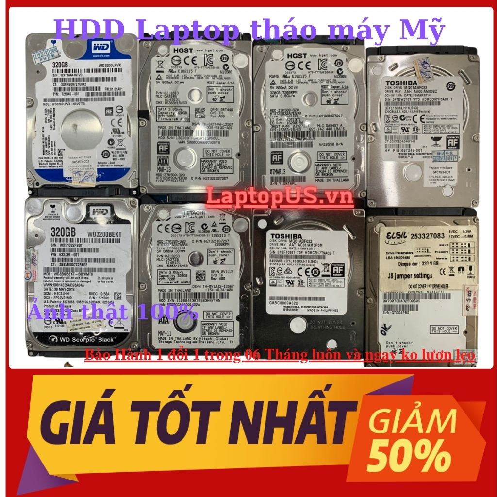 Ổ HDD 2.5Inch Laptop bóc máy Dell 250Gb/320Gb/500Gb/1Tb - cài sãn Win 10