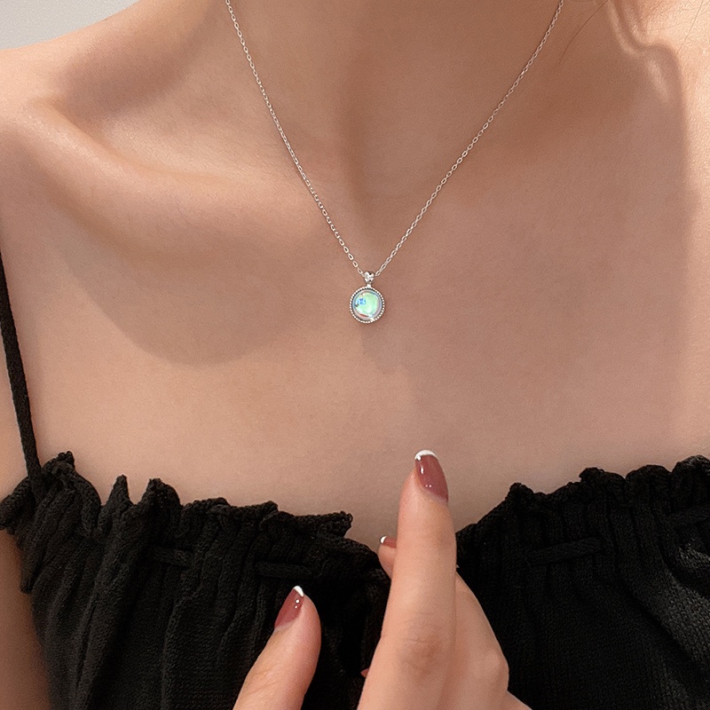 Vòng cổ và mặt dây chuyền bạc S925 của nữ đơn giản cổ điển cho mùa hè