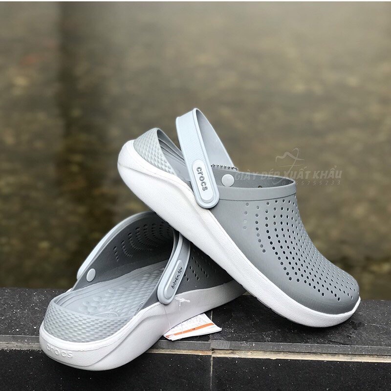 Dép Sục Cross Literide Màu Ghi Ghi Full Hộp Tag