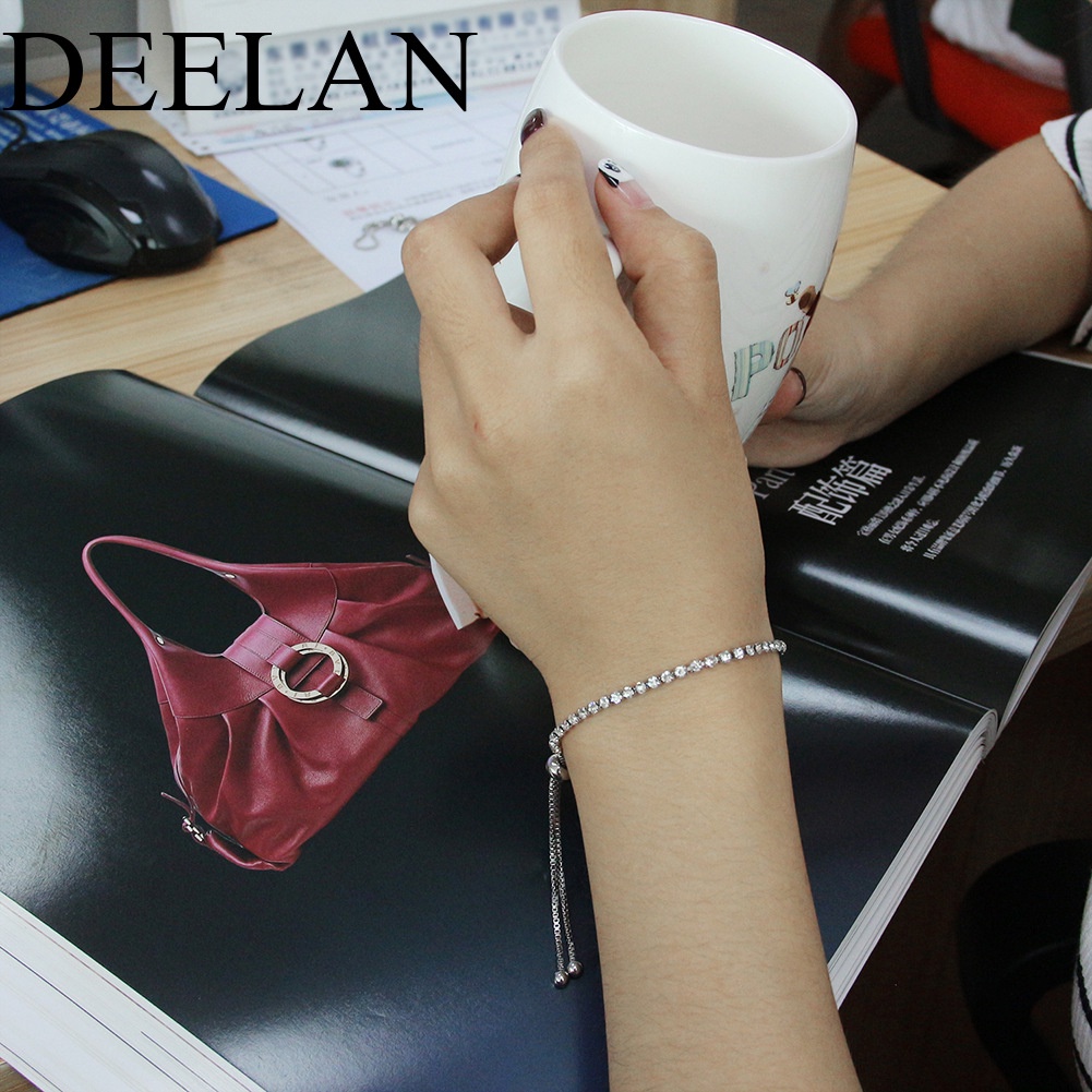 Vòng Tay Bạc 925 Đính Đá Zircon Thời Trang Có Thể Điều Chỉnh Cho Nữ