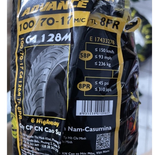 Cặp lốp 100/70-17 và 70/90-17 Euromina( Đạt tiêu chuẩn E 4 Châu Âu)