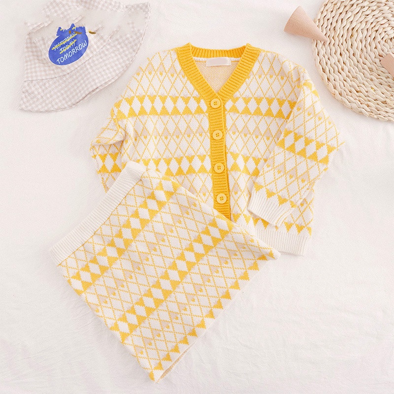 BEAR LEADER Set Đồ 2 Món Gồm Áo Sweater Dệt Kim Kẻ Sọc Caro Và Chân Váy Thời Trang Cho Bé Gái 2 7 Tuổi