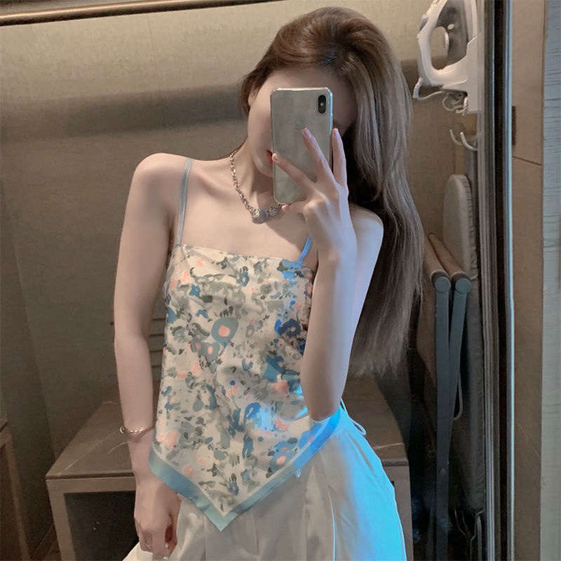 Áo Croptop Hai Dây Hở Lưng Phong Cách Retro Gợi Cảm Cho Nữ