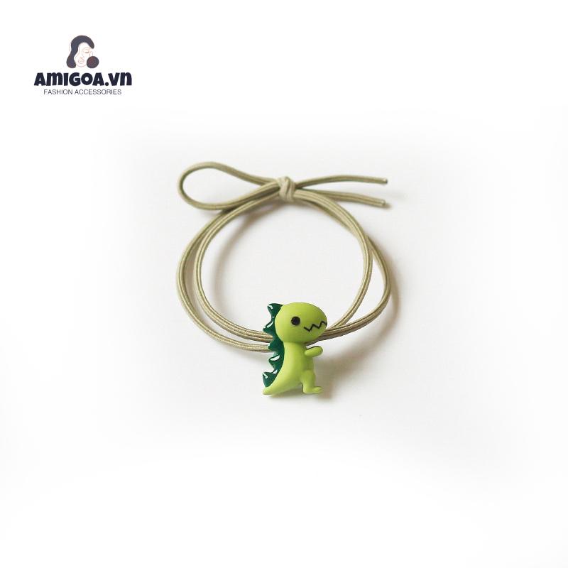 Dây Cột Tóc Cao Su Thắt Nút Họa Tiết Khủng Long Xinh Xắn