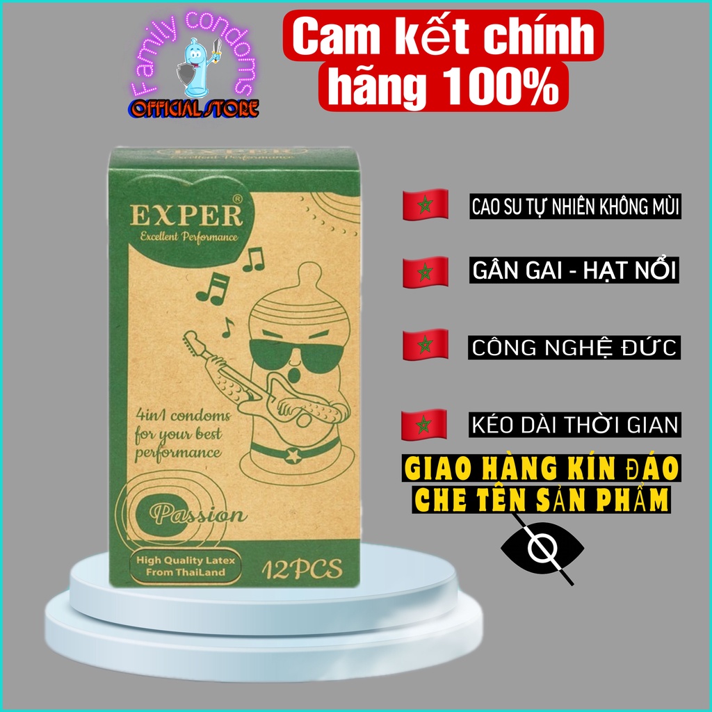 Bao cao su EXPER Passion 4 in 1 chất lượng cao công nghệ Đức - gân gai chống xuất tinh sớm