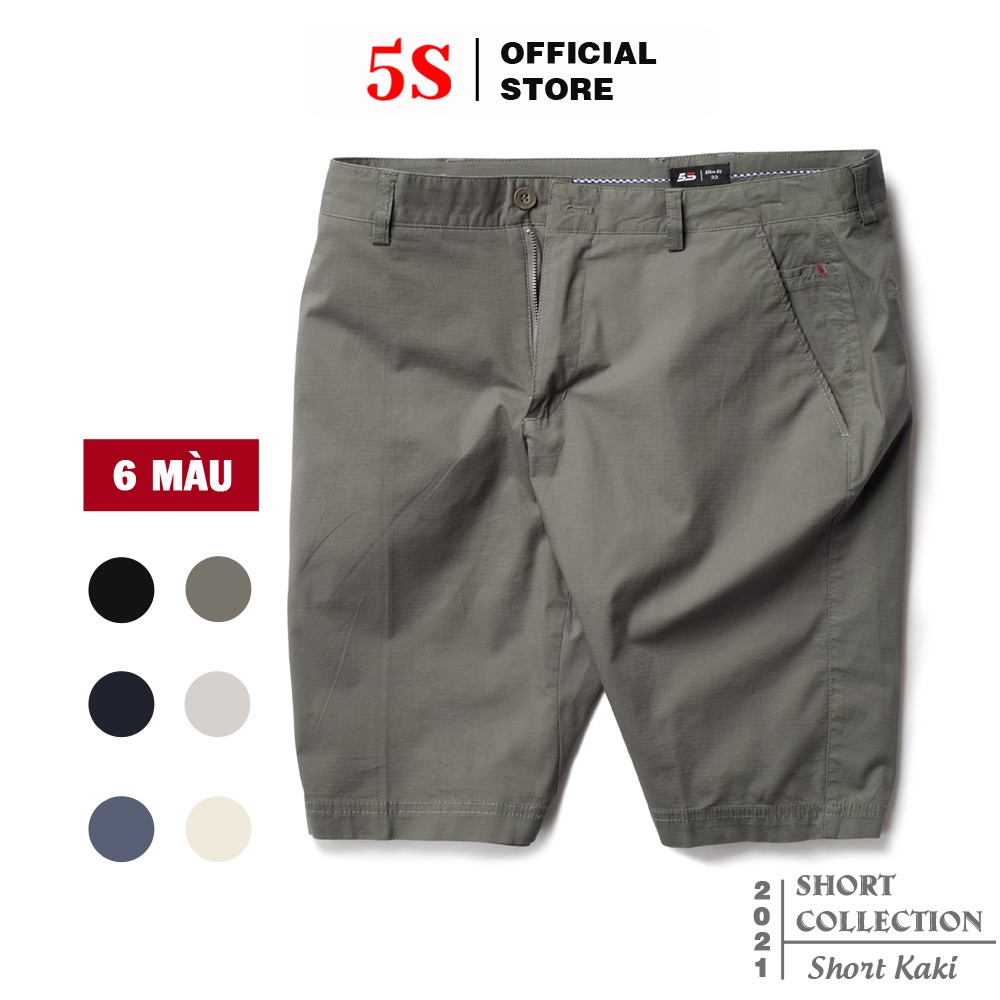 Quần Short Nam 5S (6 màu), Chất Kaki Cotton Co Giãn, Thấm Hút Tốt, Hạn Chế Nhăn (QSK21020-01)