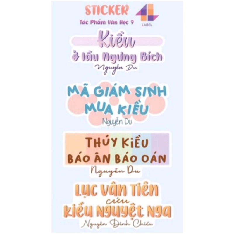 Sticker tác phẩm văn học lớp 9(cả năm)