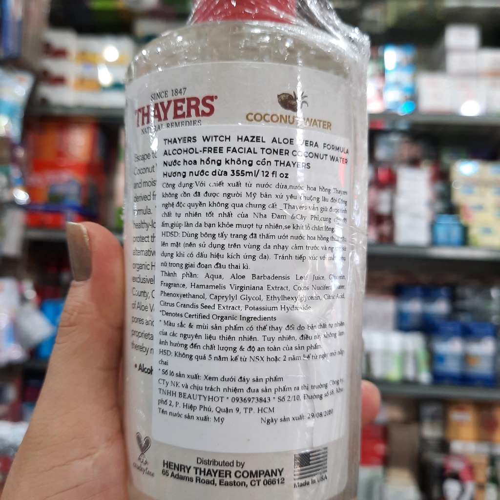 Nước Hoa Hồng Không Cồn Thayers Coconut Water - Hương Dừa 355ml - Dành cho da khô, da lão hóa