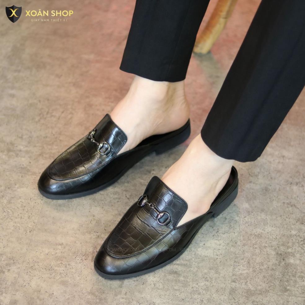 Sục nam da bò - giày hở gót nam - lịch lãm  mã s002