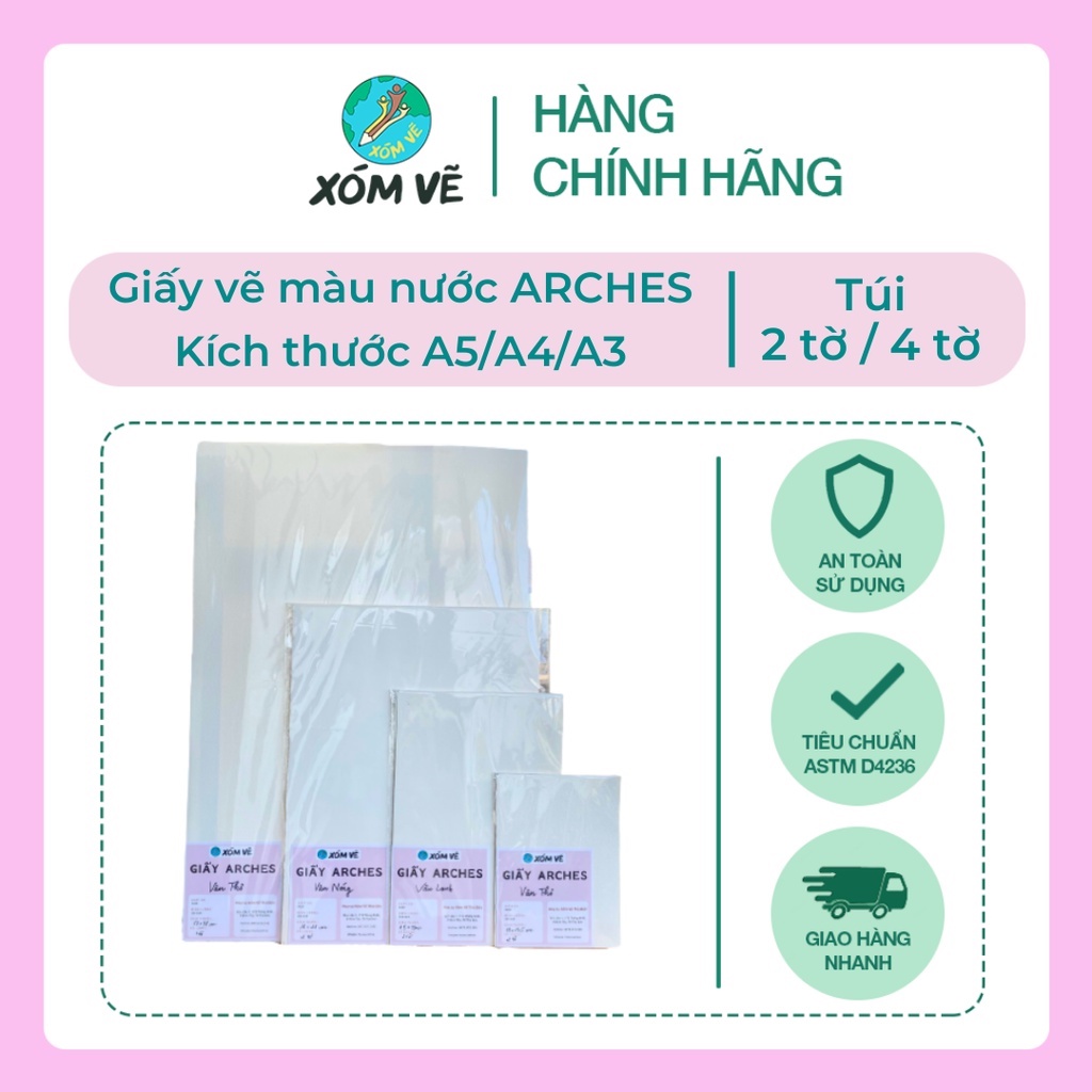 Giấy vẽ màu nước ARCHES 300gsm tờ lẻ A5 / A4 / A3