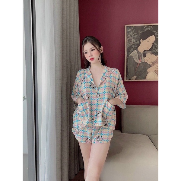 Đồ Ngủ Pijama Lụa Mango, Tay Dơi Quần Ngắn Siêu Xinh, Tiểu Thư Mềm Mịn, Độc Lạ Khó Tìm, Sang Chảnh Hàn Quốc
