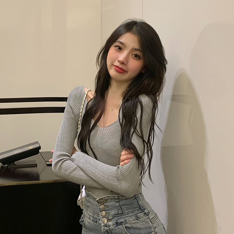 NZN Áo sweater trễ vai tay dài dáng ôm gợi cảm thời trang dành cho bạn nữ