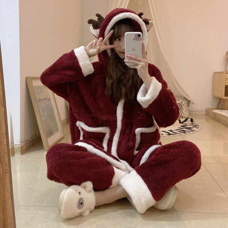 (Sẵn)RDER_ Bộ Ngủ Bông Đỏ Giáng Sinh N33