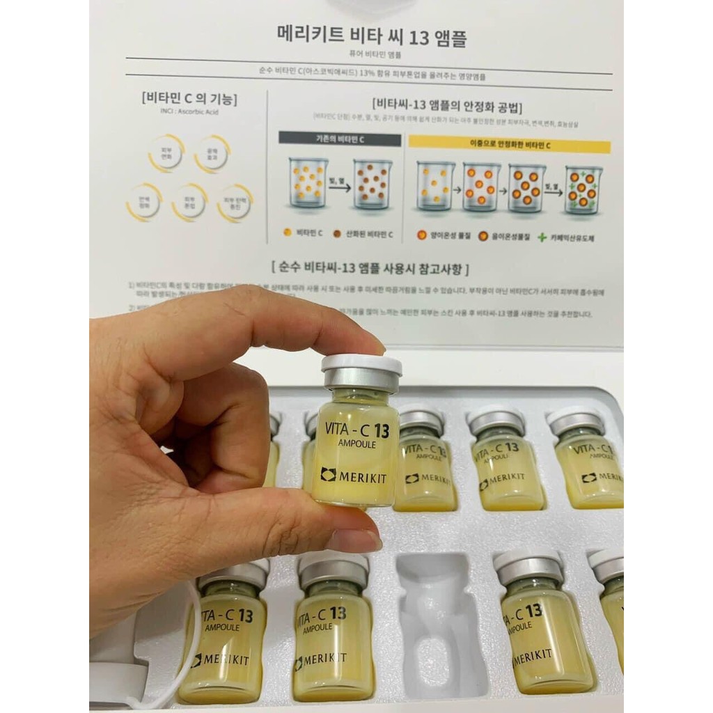 Lẻ 1 Tinh Chất Trắng Da MERIKIT VITA-C 13 Ampoule tinh chất cô đặc tinh khiết 5ml