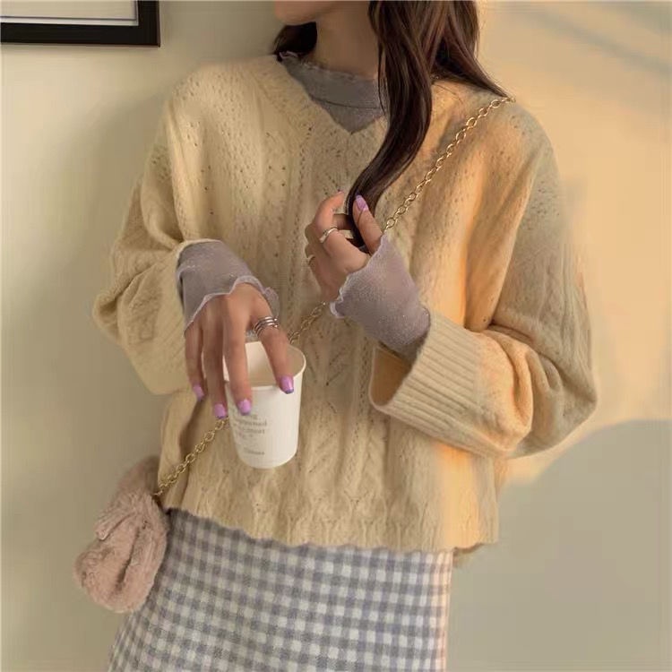 Áo Sơ Mi Dài Tay Hai Lớp Viền Ren Mềm Mại Nhẹ Nhàng Thanh Lịch Cho Nữ