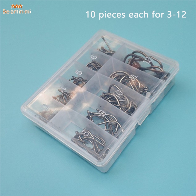 Bộ 100 Lưỡi Câu Cá Bằng Thép Carbon Nhiều Kích Cỡ 3 # - 12 #