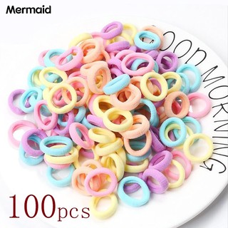 Set 100 Dây Cột Tóc Co Giãn Nhiều Màu Cho Bé Gái