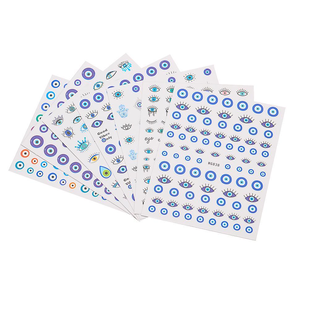 1 Tờ Đề Can Mắt Quỷ 3D Tự Dính Trang Trí Móng Tay DIY
