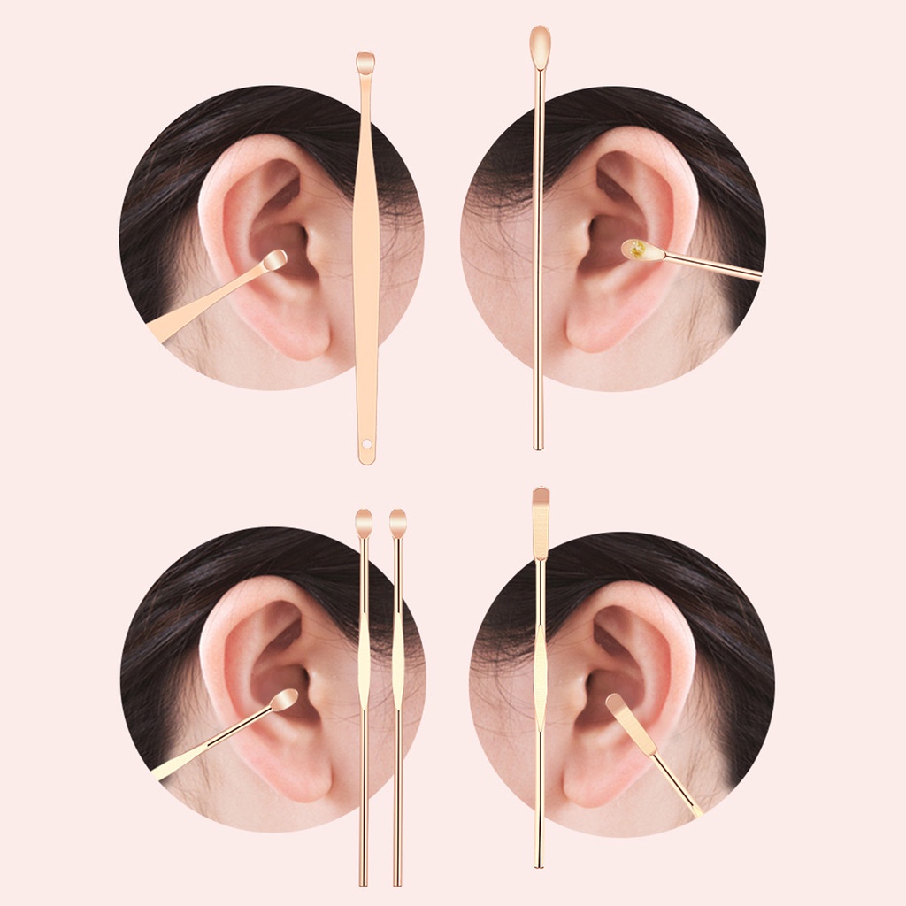 [Hàng mới về] Bộ dụng cụ làm sạch tai bằng thép không gỉ có hộp đựng tiện dụng