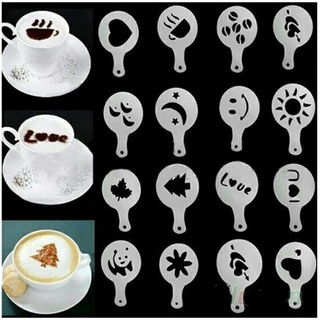 Bộ 16 khuôn rắc bột tạo hình độc đáo dùng trang trí cà phê