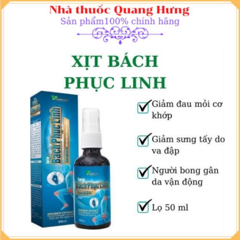 Xịt giảm đau xương khớp BÁCH PHỤC LINH giúp giảm nhanh các cơn đau sưng tấy