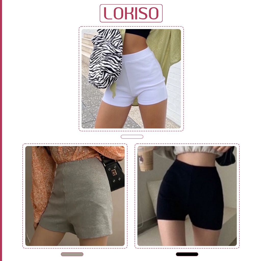 Quần đùi nữ lưng cao quần biker short nữ thể thao thun tăm nhỏ LOKISO QS01