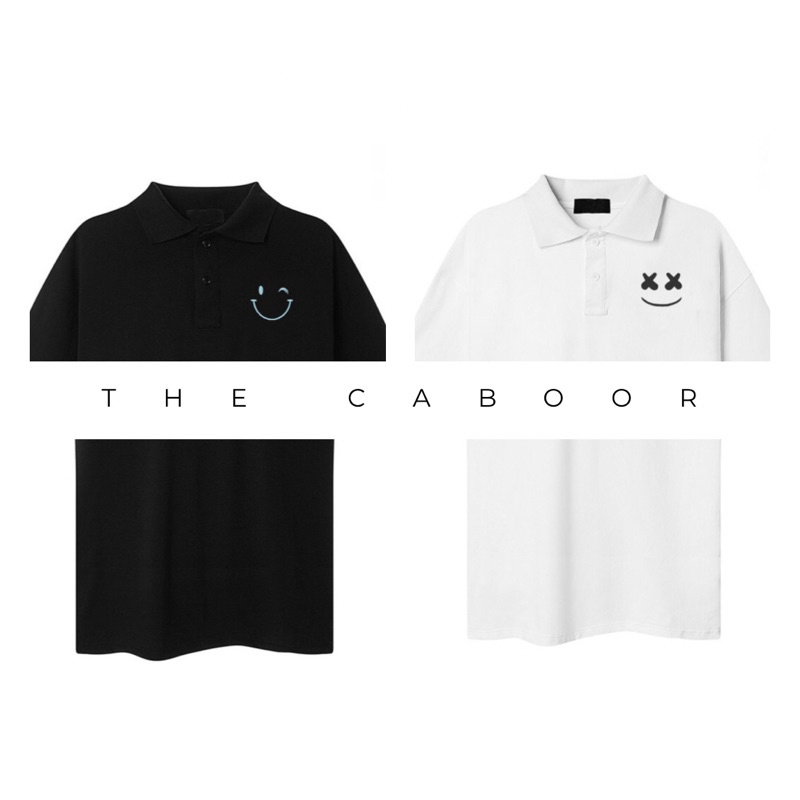 Áo Polo có cổ tay lỡ , Hoạ tiết thêu mặt cười , Form Oversize, phong cách thời trang trẻ trung , cá tính