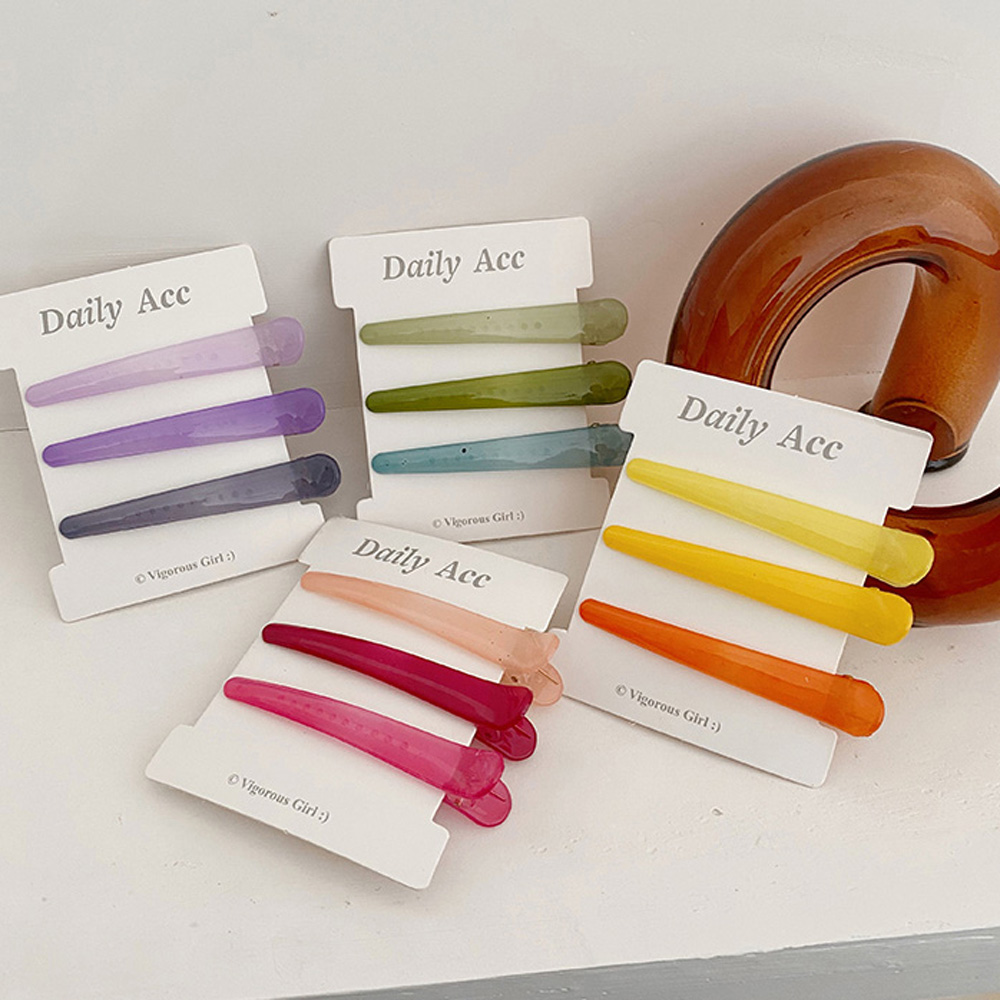 Set 3 Kẹp Tóc Nhựa Nhiều Màu Tiện Lợi Cho Nữ