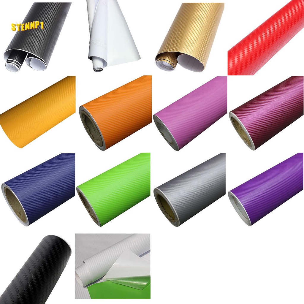 DIY 30x127 3D Carbon Fiber Decal Vinyl Film Wrap Roll Adhesive Car Sticker Sheet White