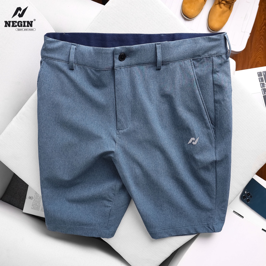 Quần Short Nam Thể Thao Short Golf 0065 Thoải Mái Giữ Phom, Thiết Kế Cạp Cúc Trẻ Trung Thương Hiệu NEGIN