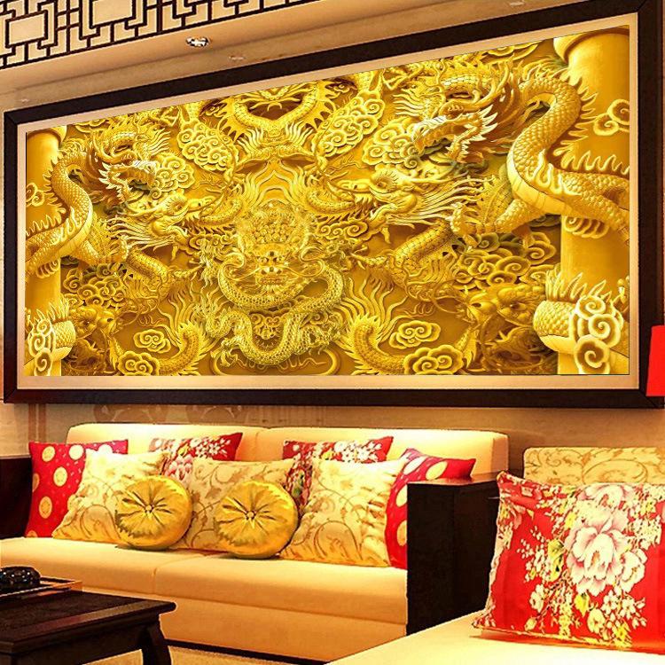 Bộ tranh đính đá tự làm hình rồng độc đáo