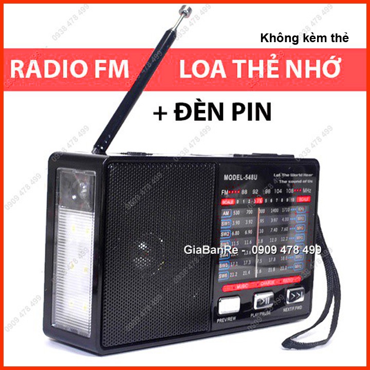 Radio Nhạc Có Khe Cắm Thẻ Nhớ Sw-548 Kèm Đèn Pin - 5166