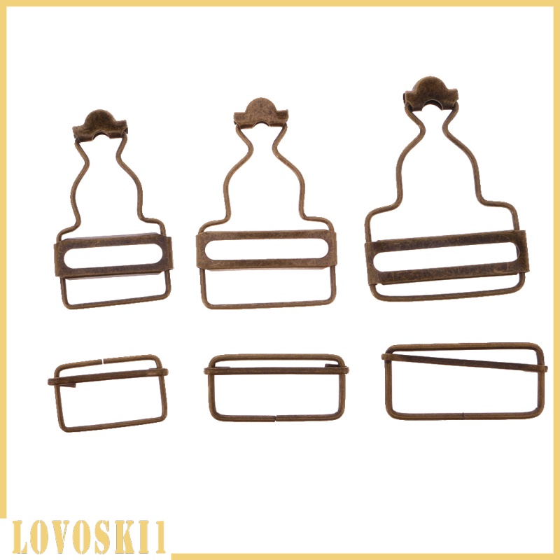 [LOVOSKI1]Set of 6 Bronze DIY Replacement Dungaree Fasteners Clips Buckles 27mm