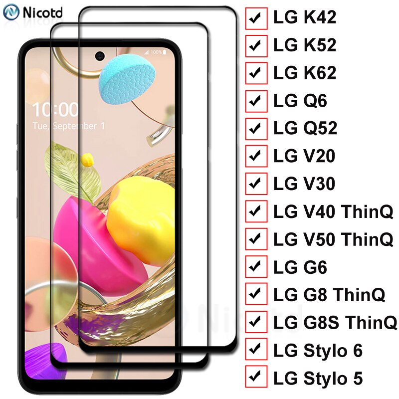 Toàn Bộ Kính Cường Lực Toàn Màn Hình Cho lg k42 k52 k62 q6 q52 v20 v40 v40 v50 g8s thinq stylo 5 6