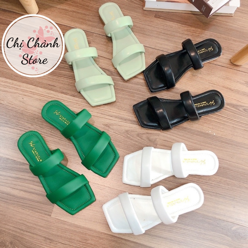 Dép nữ đế xẹp 2 quai mũi vuông full màu cao cấp chất mịn mang êm lên chân siêu xinh (Ảnh Thật) - Chị Chảnh Store